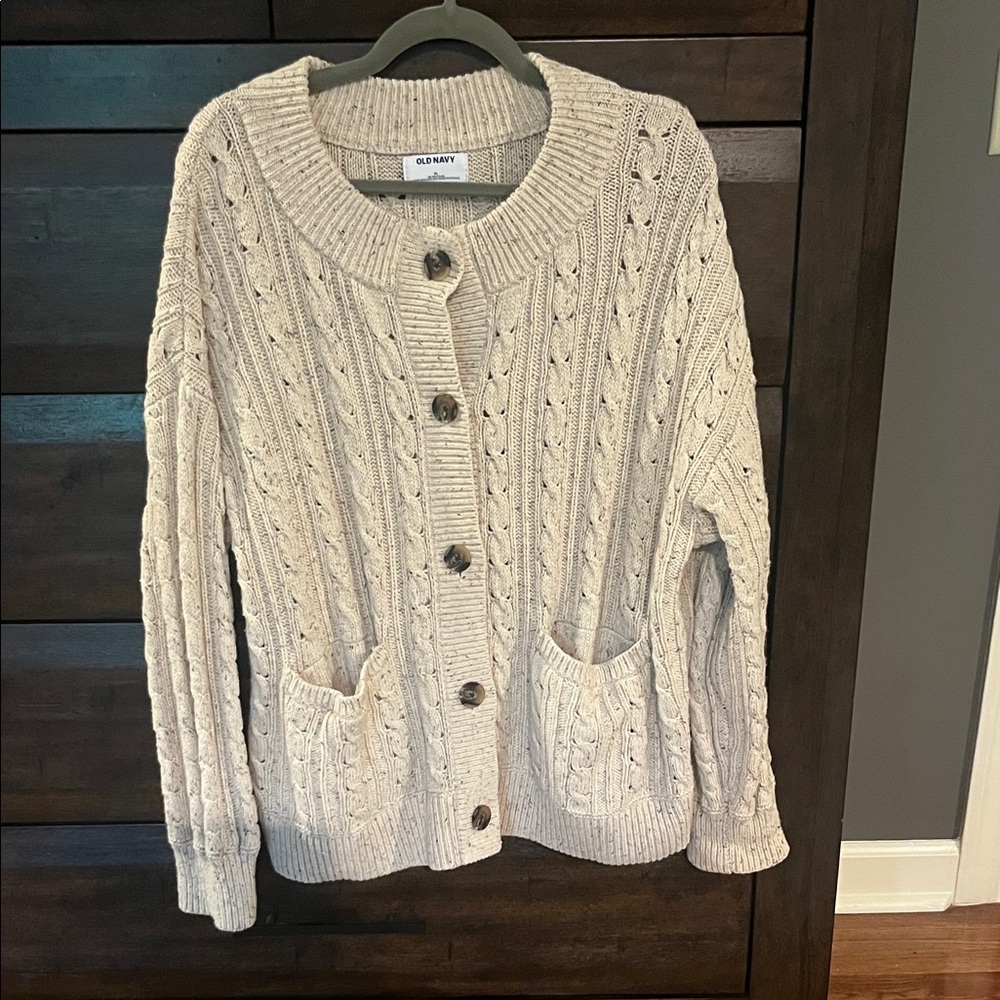 Old Navy Beige Cable Knit Cardigan